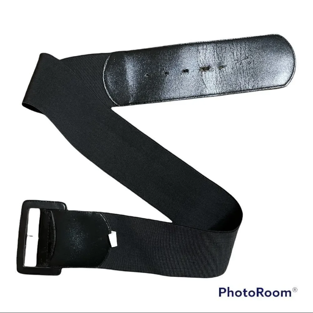 Vintage 1980s Broad Elasticated belt with Patent Buckle